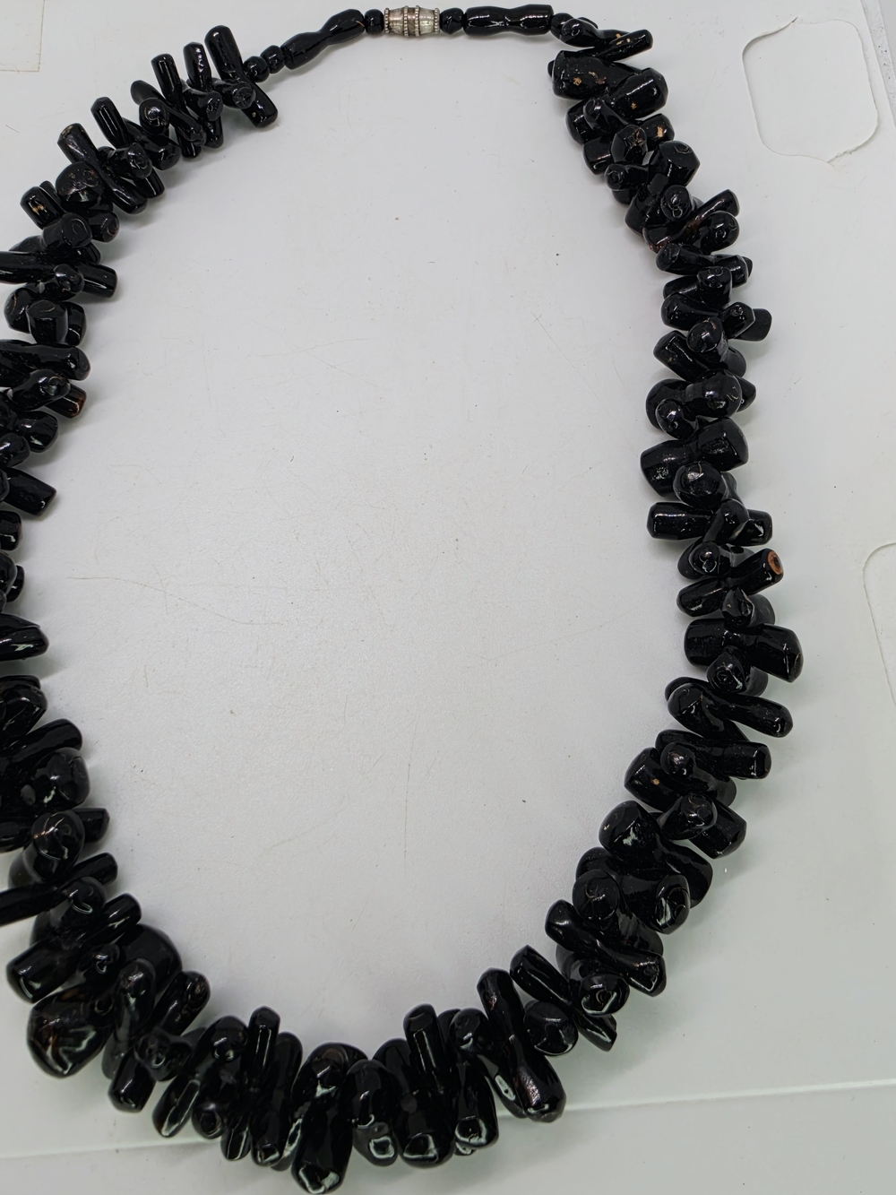 Vintage Black Coral Natural Branch Necklace Fringe Graduated Dark Academia Goth
